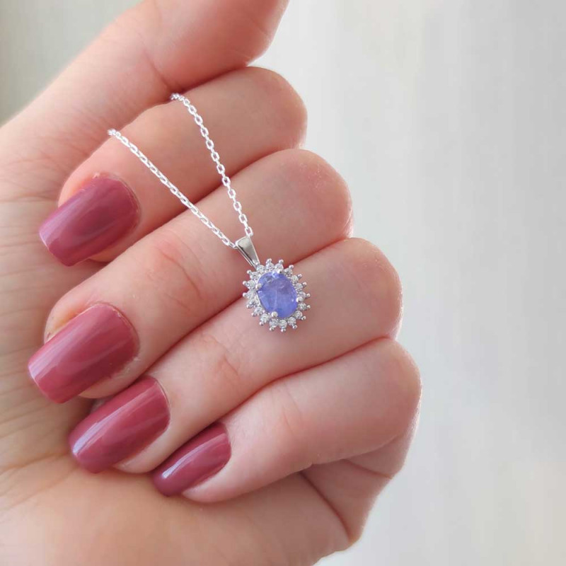 925 Silver Natural Tanzanite Stone Pendant