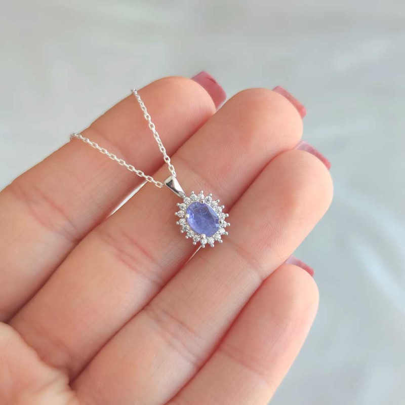 925 Silver Natural Tanzanite Stone Pendant