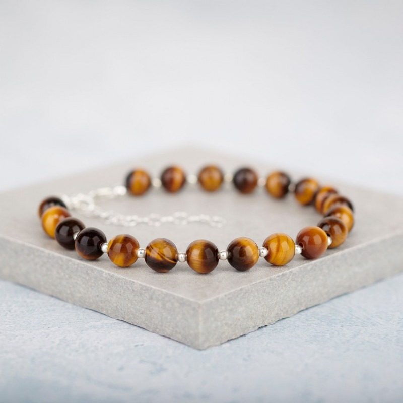 6mm Natural Tiger Eye Stone Bracelet