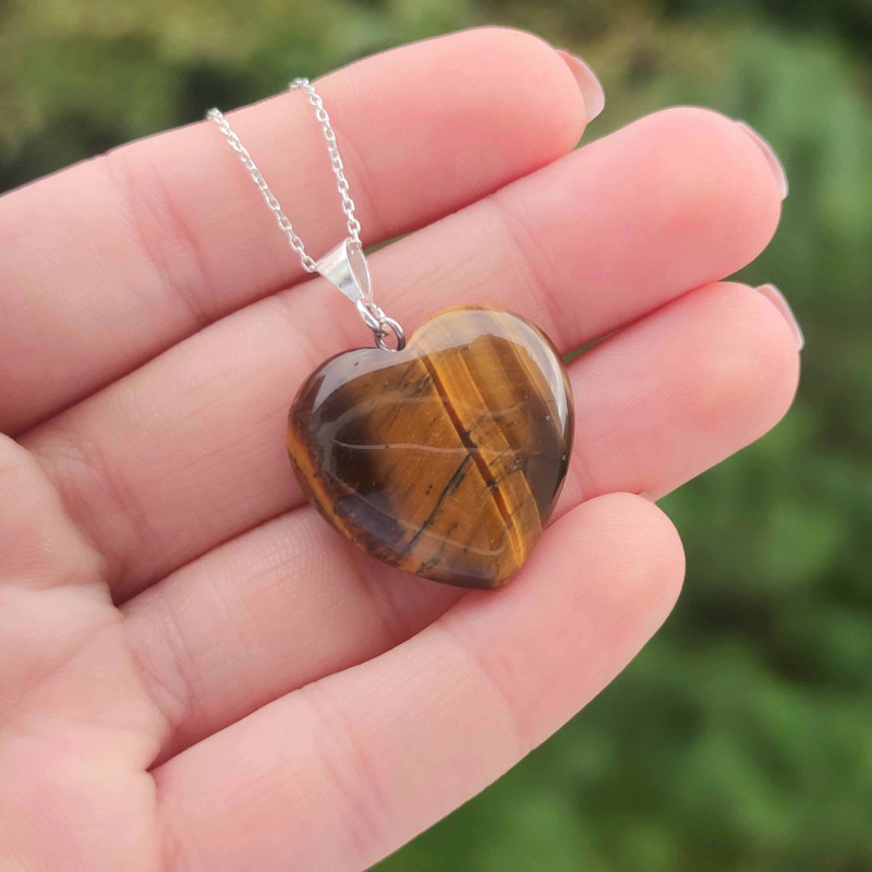 Natural Tiger Eye Pendant -  Heart of Love