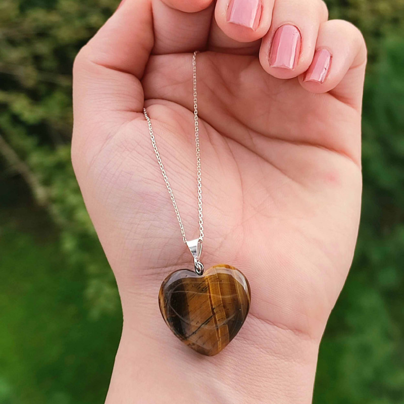 Natural Tiger Eye Pendant -  Heart of Love