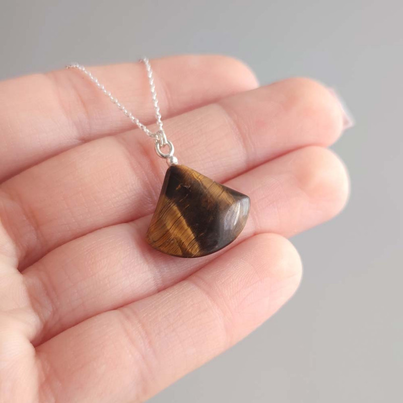 925 Silver Natural Tiger Eye Stone Pendant