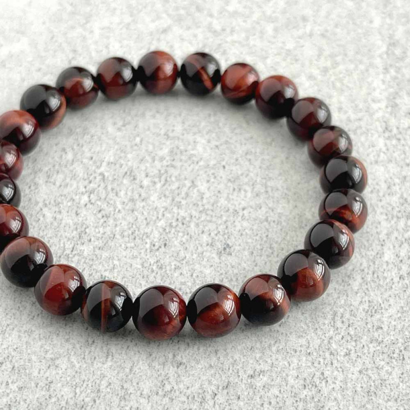 8mm Natural Red Tiger Eye Stone Bracelet