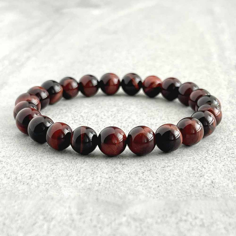 8mm Natural Red Tiger Eye Stone Bracelet