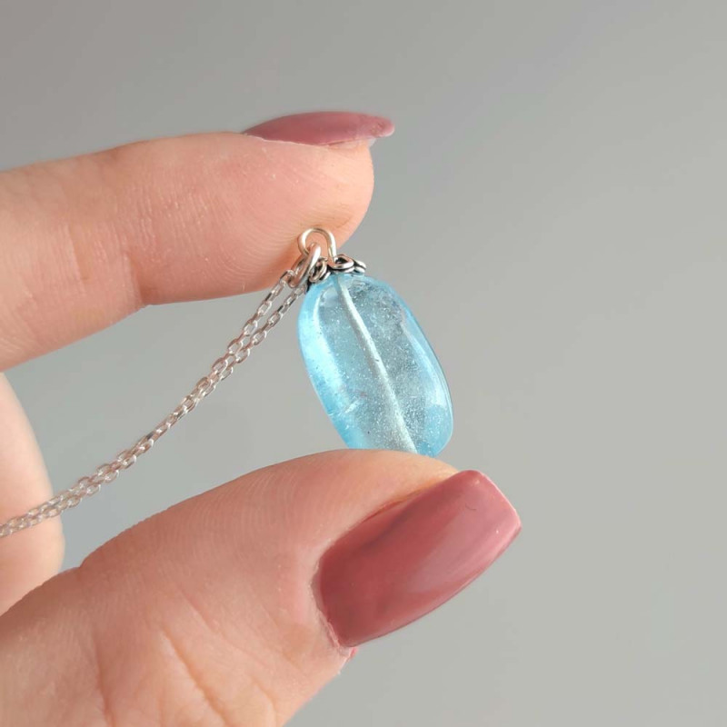 925 Silver Rare Blue Topaz Stone Pendant