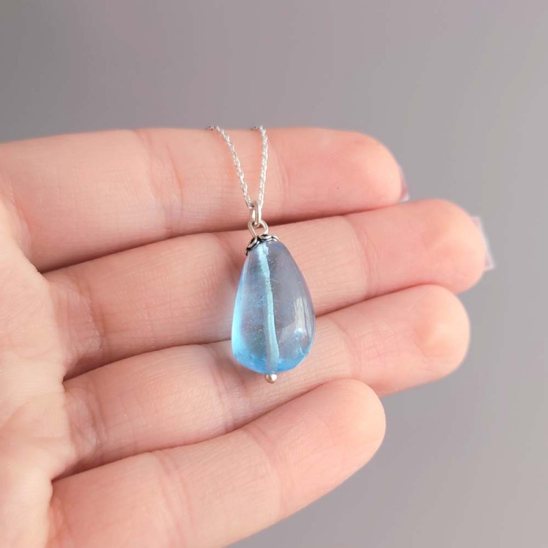 925 Silver Rare Blue Topaz Stone Pendant