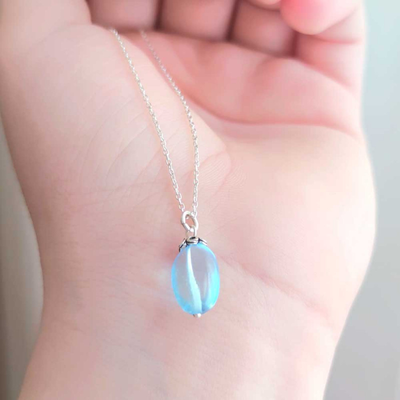 925 Silver Rare Blue Topaz Stone Pendant