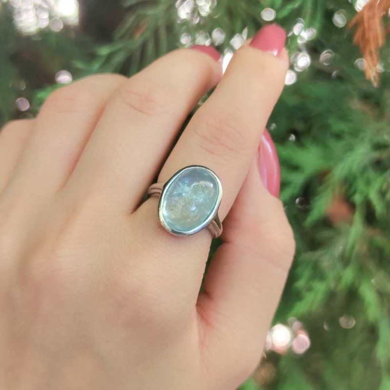 925 Silver Rare Blue Topaz Stone Ring - No : 1100