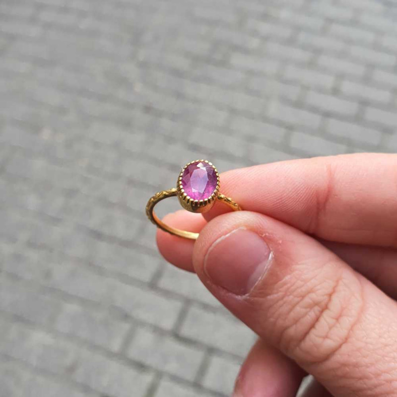 925 Silver Pink Tourmaline Ring