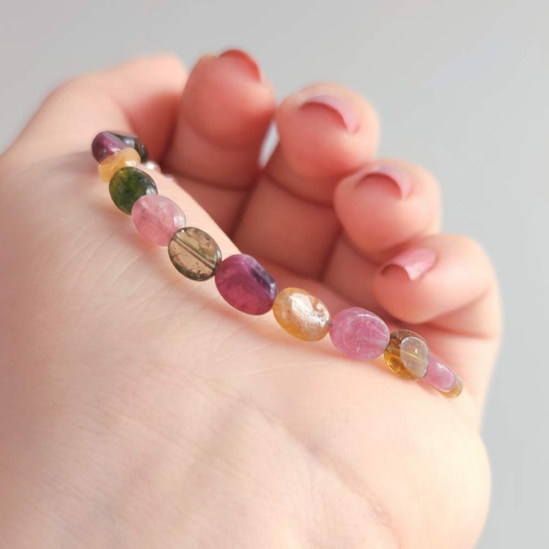 Natural Multi Colored Tourmaline Bracelet