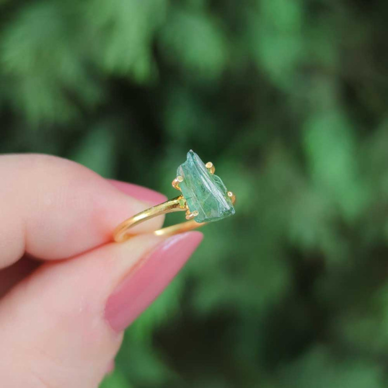 925 Silver Natural Green Tourmaline Ring