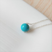 925 Silver Natural Turquoise Stone Pendant - Ball