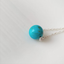 925 Silver Natural Turquoise Stone Pendant - Ball