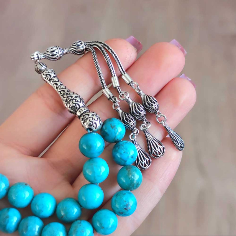 925 Silver Natural Turquoise Stone Rosary