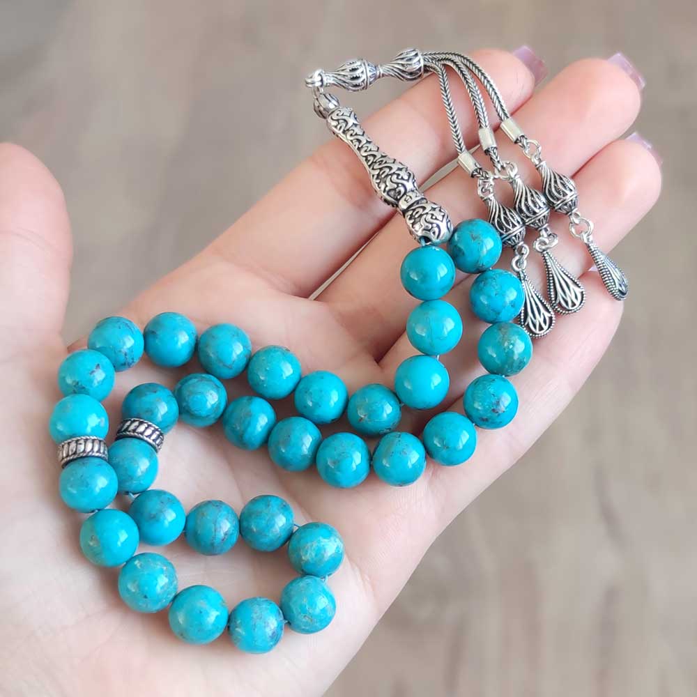 925 Silver Natural Turquoise Stone Rosary