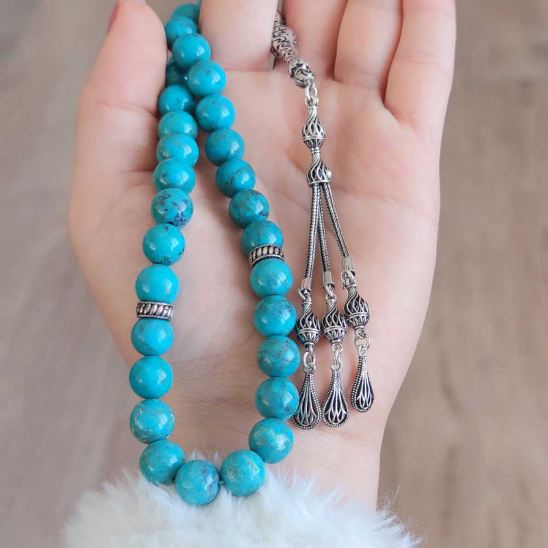 925 Silver Natural Turquoise Stone Rosary