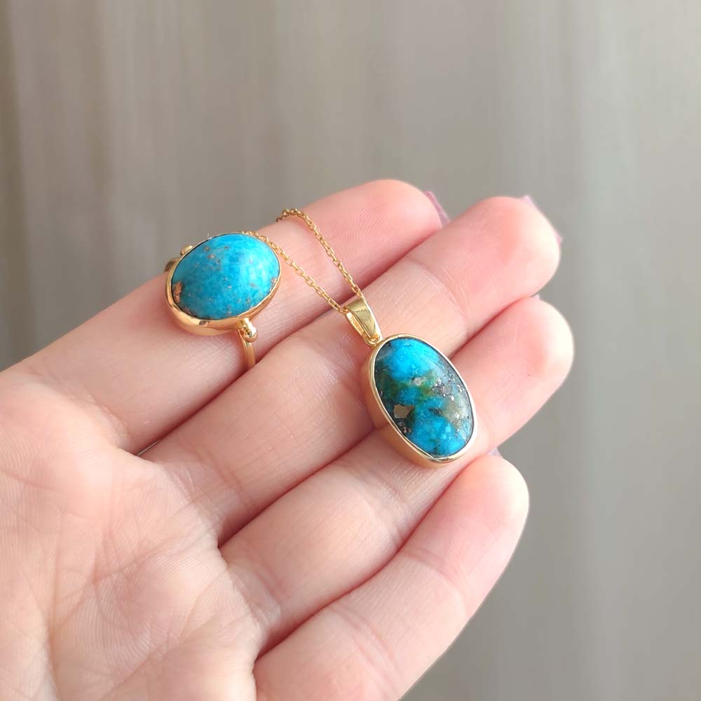 925 Silver Natural Turquoise Stone Set