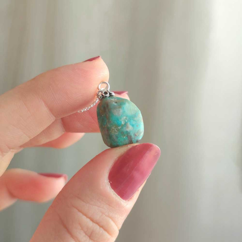 925 Silver Natural Turquoise Stone Pendant - Raw Shape