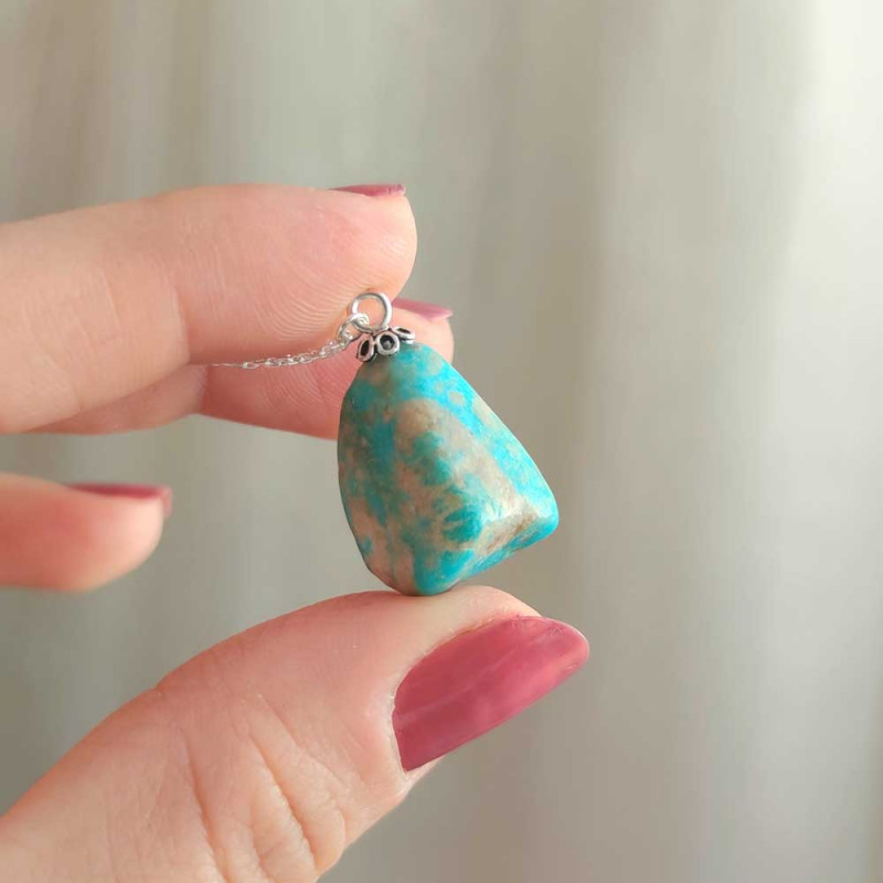 925 Silver Natural Turquoise Stone Pendant - Raw Shape