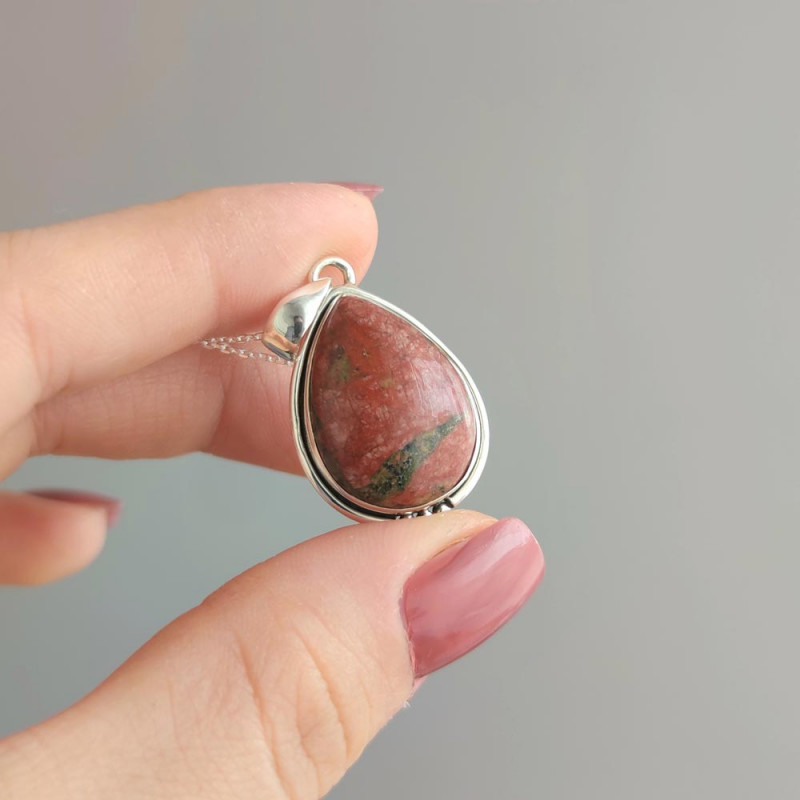 925 Silver Natural Unakite Stone Pendant