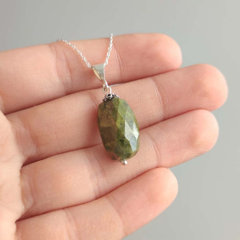 925 Silver Natural Unakite Stone Pendant