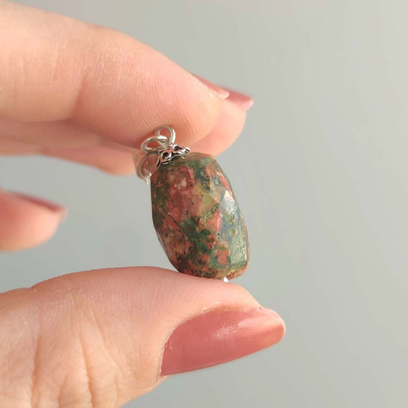 925 Silver Natural Unakite Stone Pendant