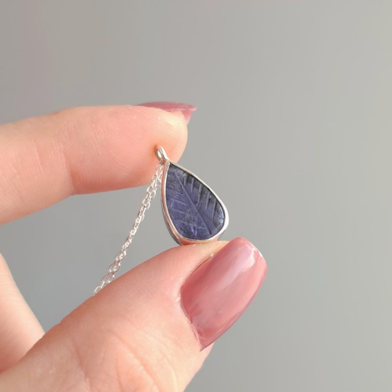 925 Sterling Silver iolite Stone Pendant