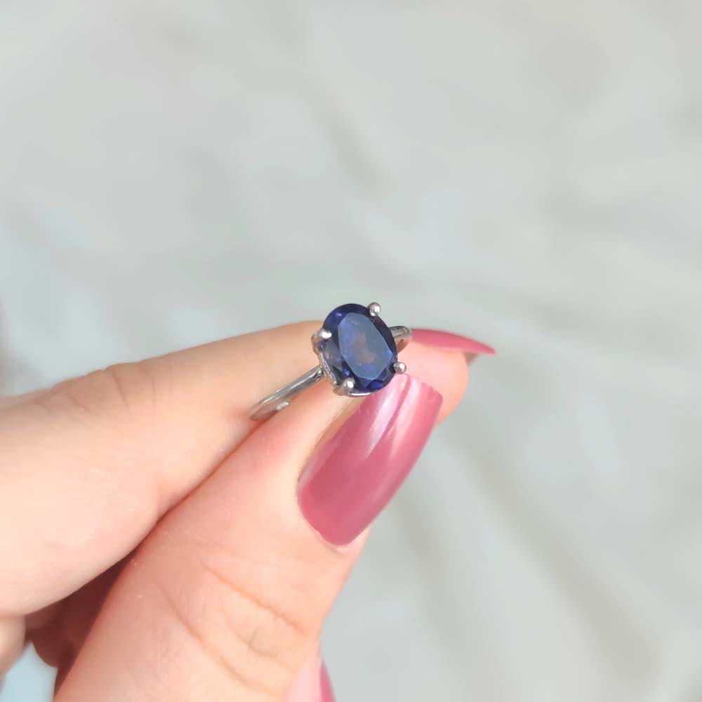 925 Sterling Silver iolite Stone Ring